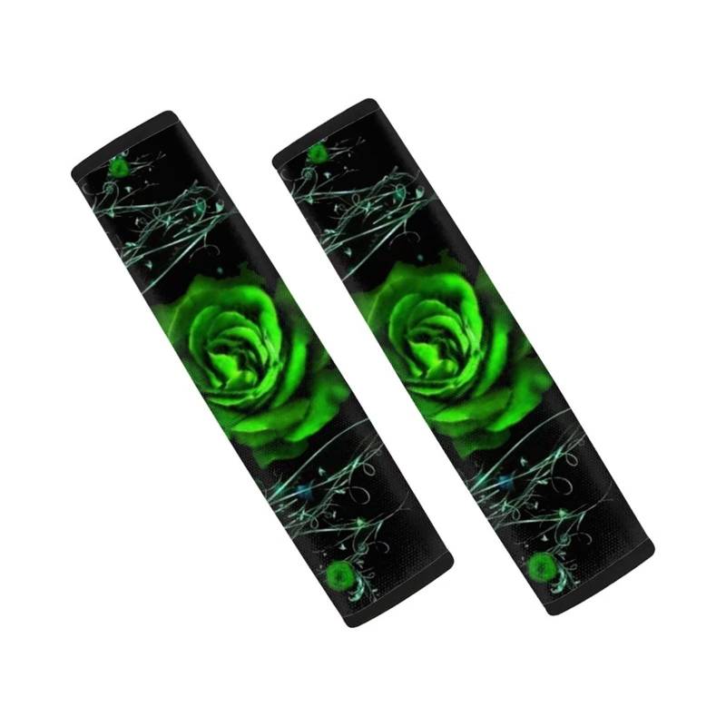 Suhoaziia Green Rose Car Seat Belt Shoulder Pads Covers for Women Men, Automotive Interior Decorative Accessories 4 Packs Set Universal Fit von Suhoaziia