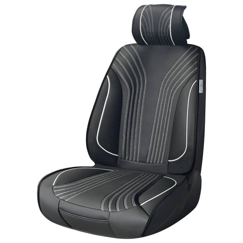 SUMEX Universal-Sitzbezug für Vordersitze, mit Rückenlehne, Modell Prestige, kompatibel mit Airbag, Optimo Komfort, Design in Schwarz und Weiß, inklusive Taschen und elastischen Bändern zur Anpassung von Sumex