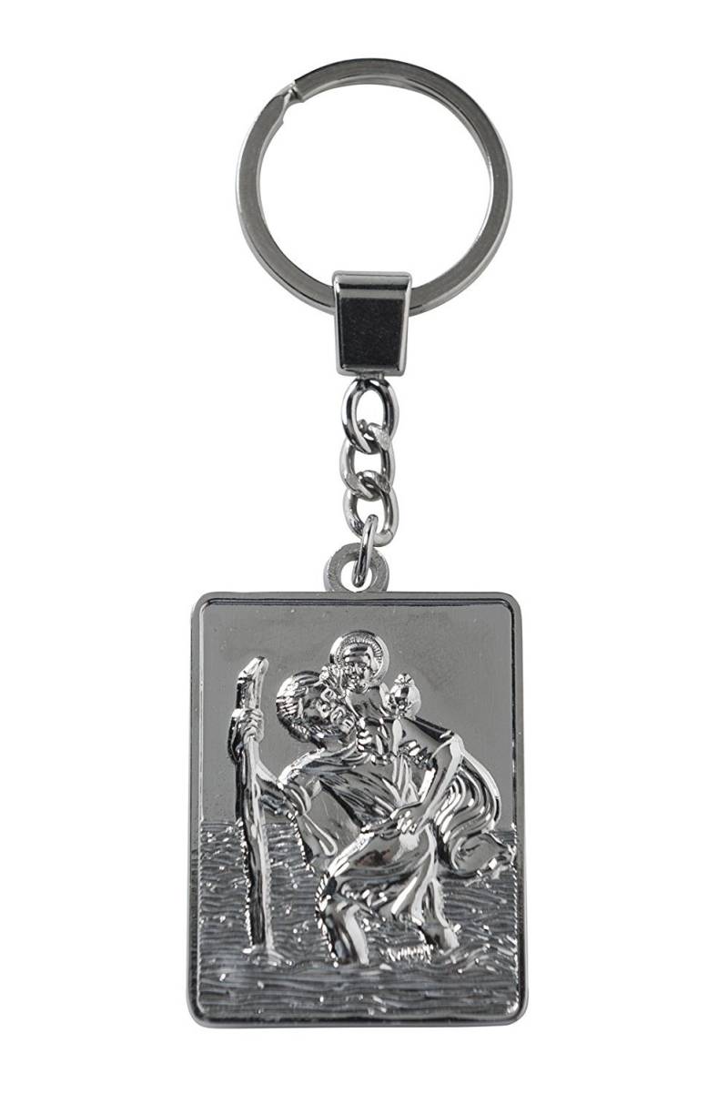 Sumex SCRST10 Schlüsselanhänger, Christophorus, Heiliger Christophorus, Silber, rechteckig von Sumex
