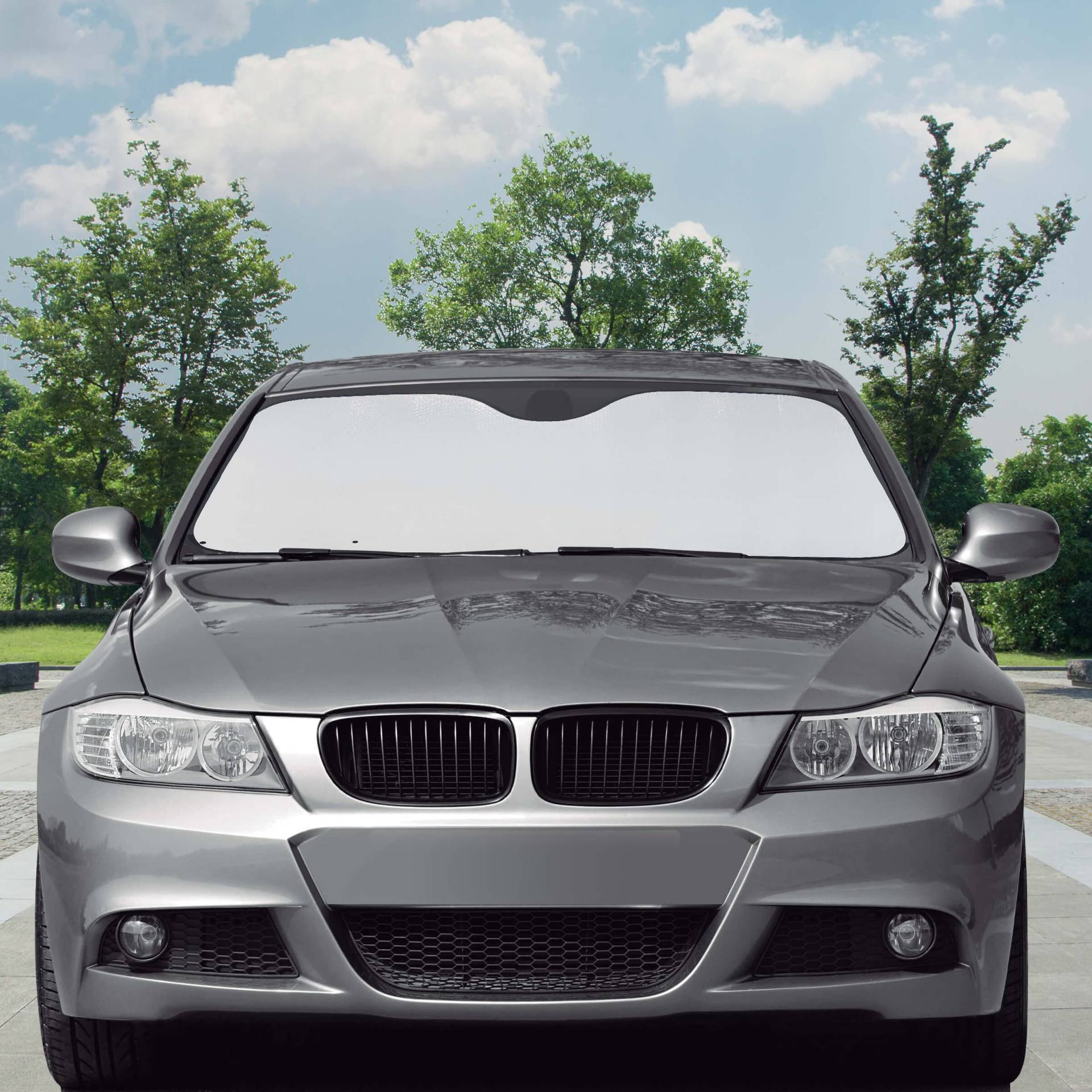 Ökologischer Auto-Sonnenschutz für Frontscheibe, Größe L, 130 x 70 cm, aus recyceltem Material mit Einer weißen Isolierung Ökologischer Auto-Sonnenschutz für Frontscheibe, Größe L, 130 x 70 cm, aus recyceltem Material mit Einer weißen Isolierung von S SUMEX