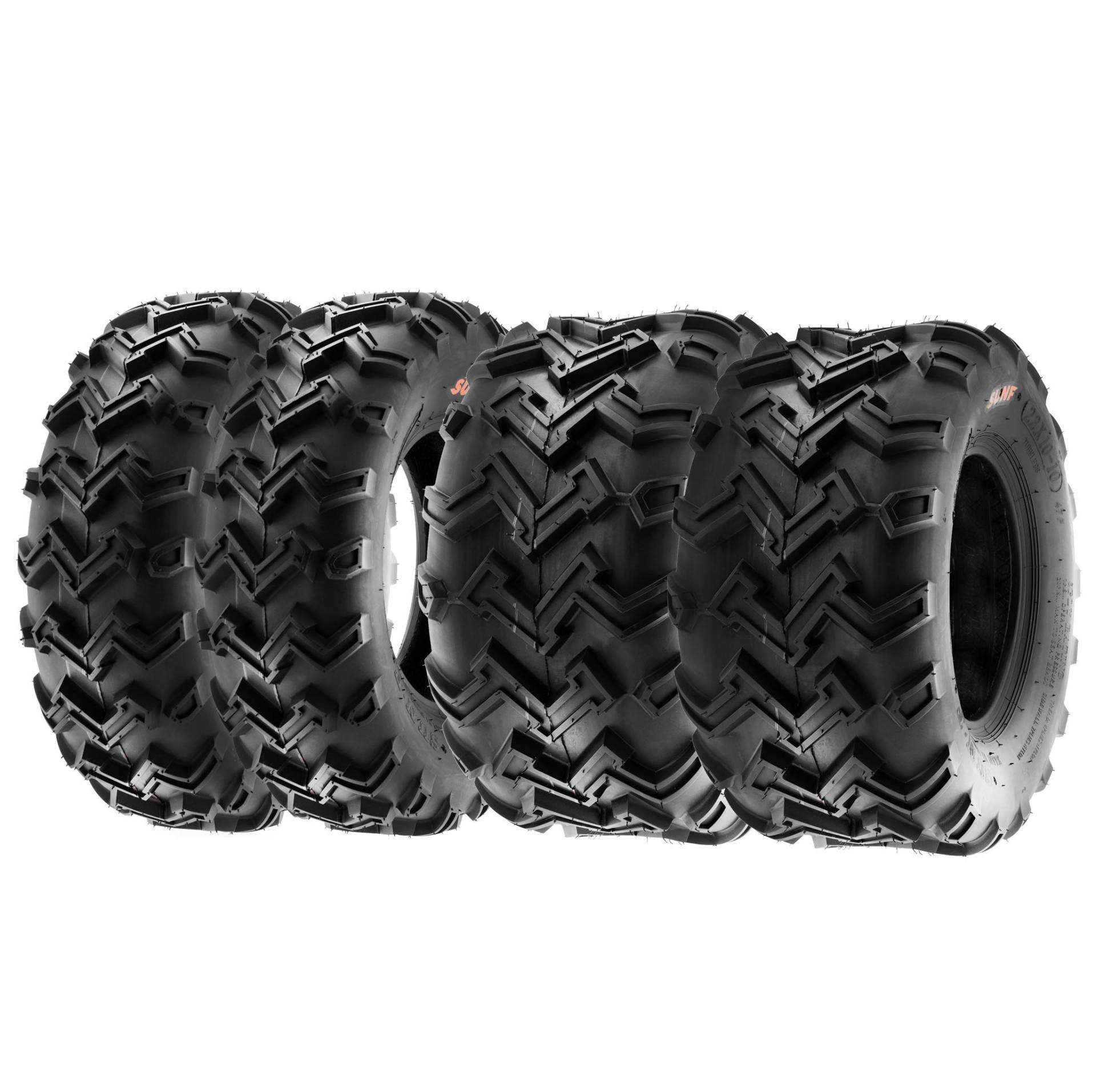 SunF A001 21x7-10 & 22x10-10 ATV UTV Quad Reifen Geländereifen 6PR TL 47F E4 direktionale Laufflächen, Satz von 4 Stück von SunF