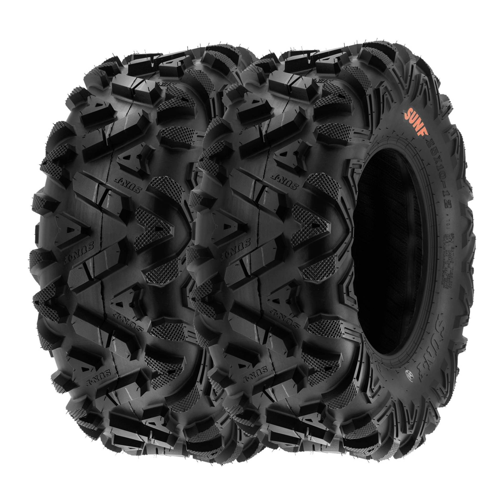 SunF A033 25x10-12 25x10x12 Quad ATV UTV SxS Reifen POWER I All-Terrain Geländebereifung 6PR TL 70J E4, Satz von 2 Stück von SunF