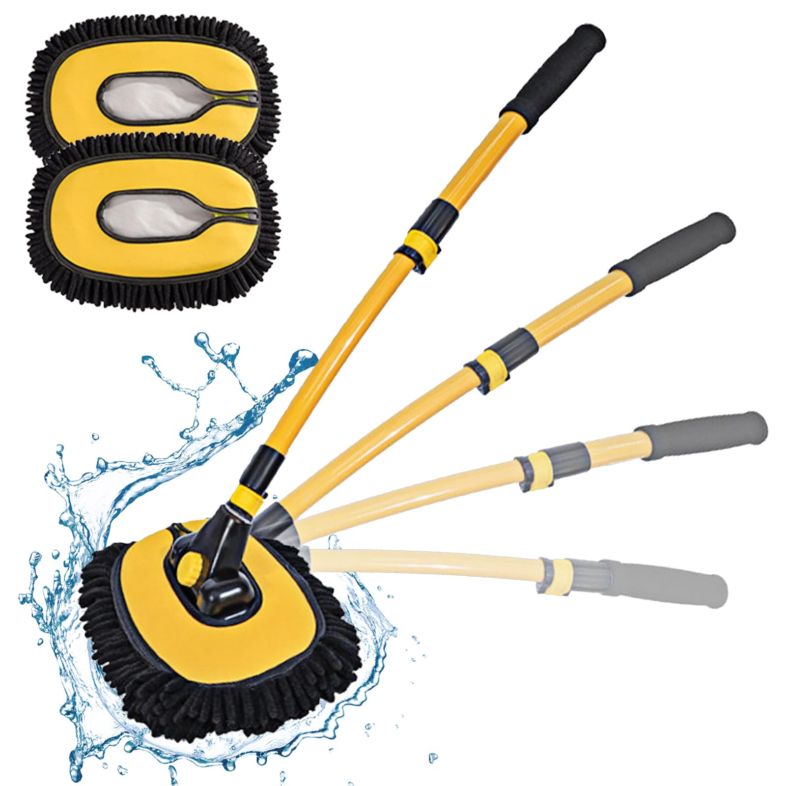 Sunolkie 15° Bogen Auto Waschbürste Kit Mit Teleskopstiel, Langer Griff Mopp mit 2 weichen Chenille-Kopf für Wohnmobil, LKW, Auto, Boot, kratzfreies Reinigungswerkzeug Sunolkie 15° Bogen Auto Waschbürste Kit Mit Teleskopstiel, Langer Griff Mopp mit 2 weichen Chenille-Kopf für Wohnmobil, LKW, Auto, Boot, kratzfreies Reinigungswerkzeug von Sunolkie