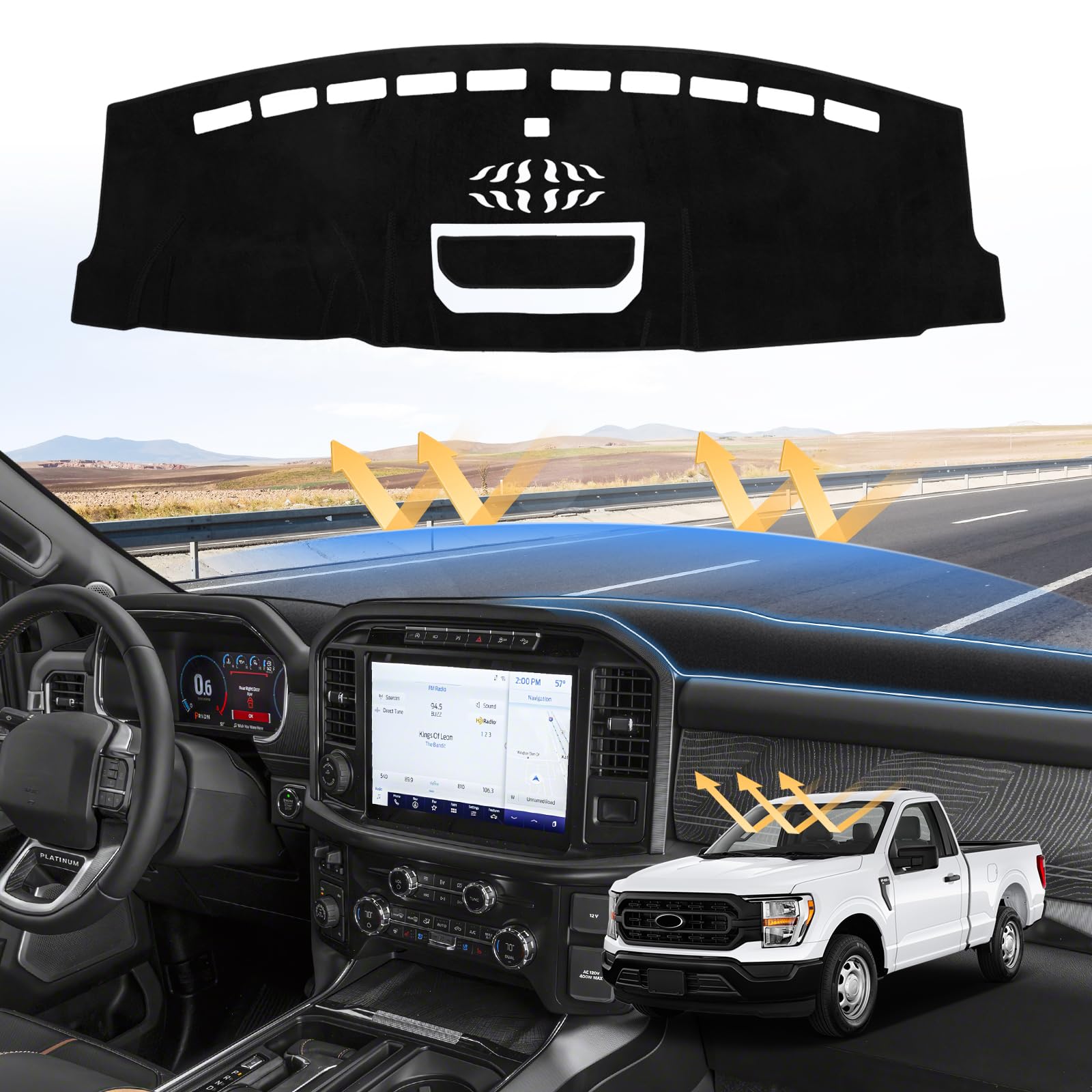 Sunsdrew F150 Armaturenbrett-Abdeckung für 2021, 2022, 2023, 2024, 2025, Ford F150, Armaturenbrett-Abdeckung, Matte für F150, Zubehör, Wildleder, Armaturenbrettmatte, F150, Sonnenschutz Sunsdrew F150 Armaturenbrett-Abdeckung für 2021, 2022, 2023, 2024, 2025, Ford F150, Armaturenbrett-Abdeckung, Matte für F150, Zubehör, Wildleder, Armaturenbrettmatte, F150, Sonnenschutz von Sunsdrew