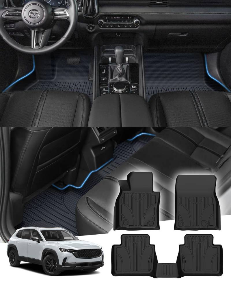 Sunsdrew Fußmatten-Set passend für Mazda CX-50 TPE 2023 Kofferraummatte Allwetter geruchlos Anti-Rutsch-Fußmatten 1. & 2. Reihe komplettes Set Automatten für 2023 Mazda CX-50 Zubehör von Sunsdrew