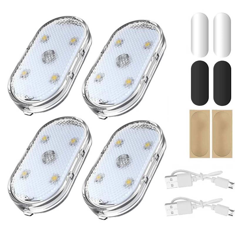 Sunshine smile Auto LED Innenbeleuchtung,4 Stück RGB Auto Innenraumbeleuchtung,Mehrfarbige LED Atmosphäre Licht,LED Touch Licht,Mehrfarbige Ambientebeleuchtung,Wiederaufladbaren USB Auto LED Neon von Sunshine smile