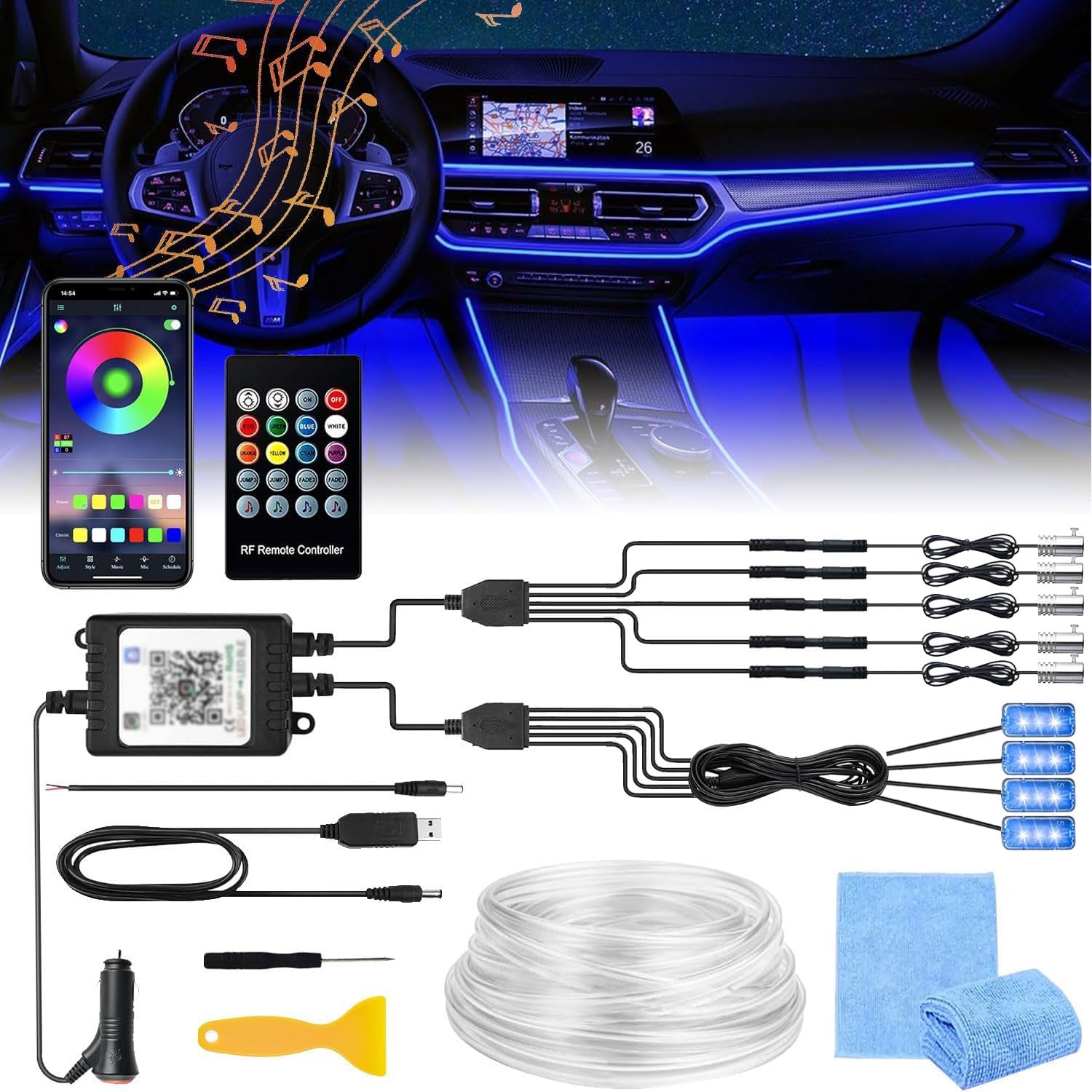 Auto LED Innenbeleuchtung,6M/ 5 in 1 RGB Auto Innenraumbeleuchtung,12V Led Atmosphäre Licht Auto,App+Fernbedienung Control steuerbare Innenbeleuchtung Laser,Mehrfarbige Ambientebeleuchtung Auto LED Innenbeleuchtung,6M/ 5 in 1 RGB Auto Innenraumbeleuchtung,12V Led Atmosphäre Licht Auto,App+Fernbedienung Control steuerbare Innenbeleuchtung Laser,Mehrfarbige Ambientebeleuchtung von Sunshine smile