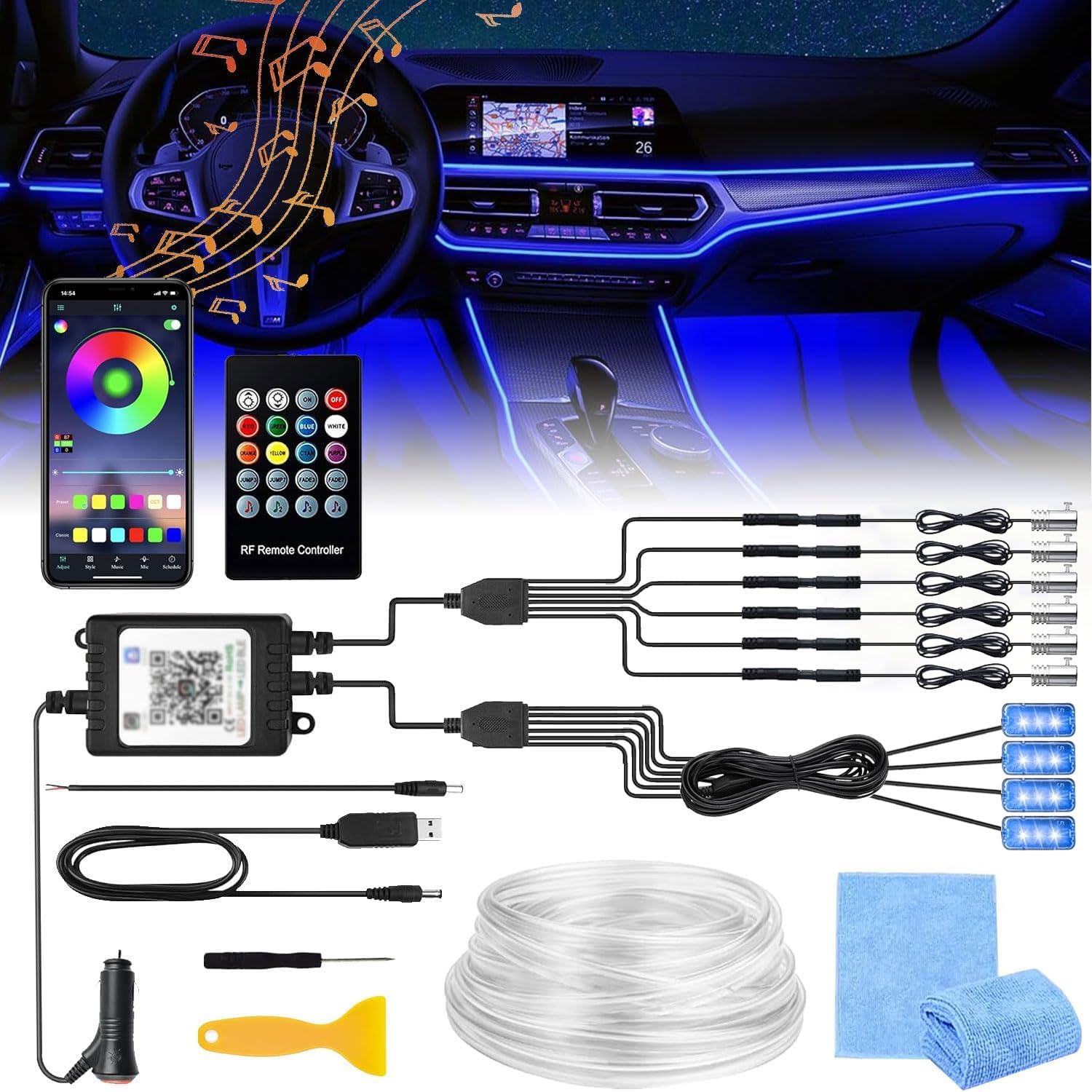 Auto LED Innenbeleuchtung,6M/ 6 in 1 RGB Auto Innenraumbeleuchtung,12V Led Atmosphäre Licht Auto,App+Fernbedienung Control steuerbare Innenbeleuchtung Laser,Mehrfarbige Ambientebeleuchtung Auto LED Innenbeleuchtung,6M/ 6 in 1 RGB Auto Innenraumbeleuchtung,12V Led Atmosphäre Licht Auto,App+Fernbedienung Control steuerbare Innenbeleuchtung Laser,Mehrfarbige Ambientebeleuchtung von Sunshine smile