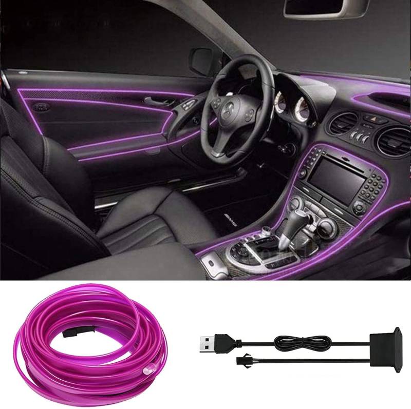 Sunshine Smile Auto LED Innenbeleuchtung - 5m Innenraumbeleuchtung, Atmosphäre Licht, Streifen, Wasserdicht Ambientebeleuchtung, Lampen fürs Auto von Sunshine smile