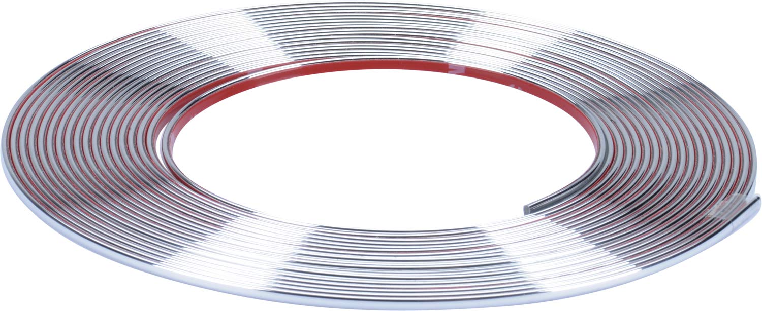 Sunstop selbstklebende Chrom-Zierleiste - mit 3M Klebeband | Zuschneidbar | Witterungsbeständig | Hochflexibel (3,5mm x 1000cm / 10m) von Sunstop