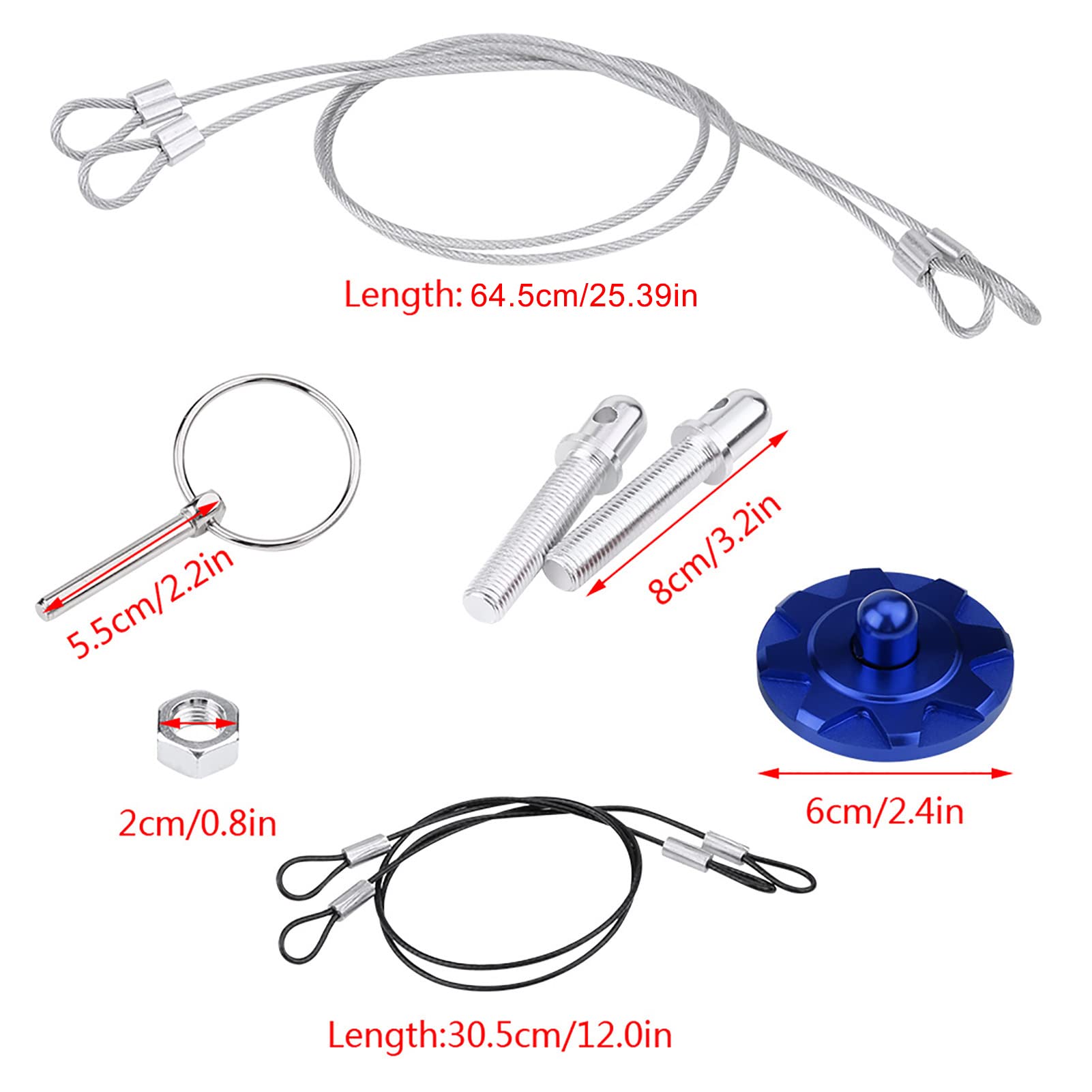 CNC Bearbeitete Aluminium -Leichtmetall -Kapuze -Pin -Lock -Kit, Universelle Ausstattung, Einfache Installation für Autorennen, Farbenfrohes Erscheinungsbild mit Komplettem (Blau) von Sunydog