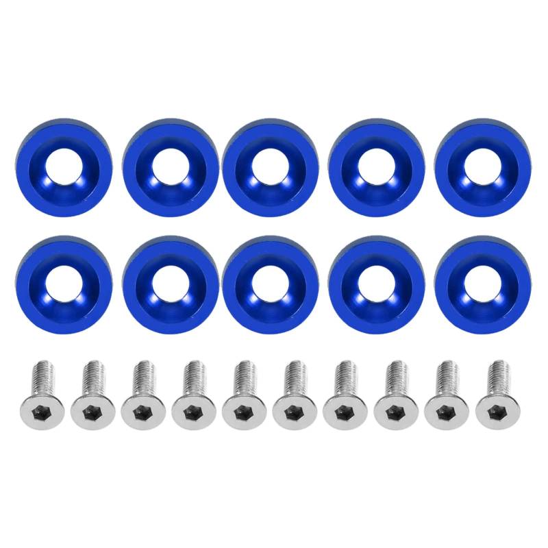Stilvolle 6 -mm -Dichtungsschrauben -Dekorationschrauben,Brandneu, aus Edelstahl- und Aluminiummaterial, für Nummernschild, 8 Farben Optional (Blau) von Sunydog