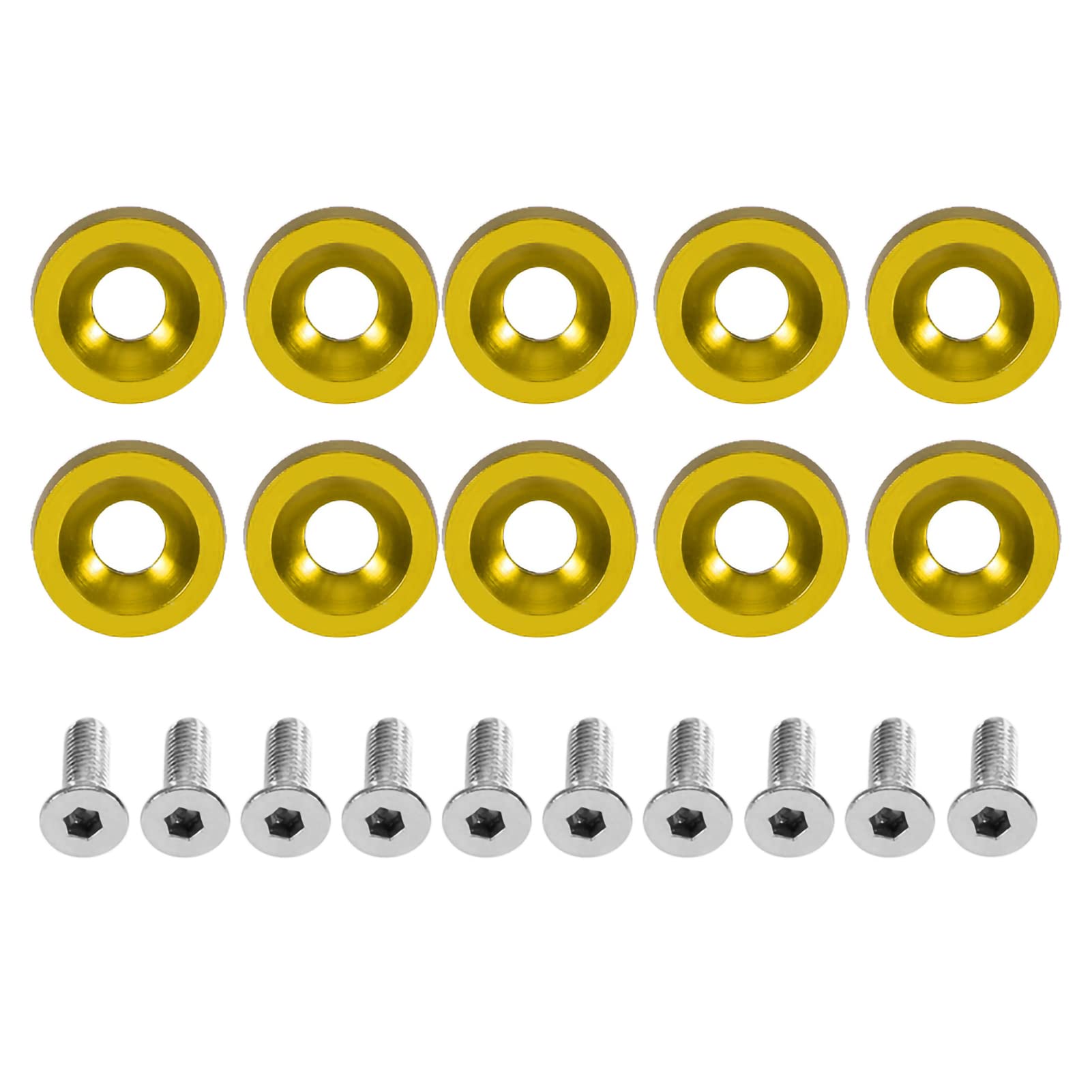 Stilvolle 6 -mm -Dichtungsschrauben -Dekorationschrauben,Brandneu, aus Edelstahl- und Aluminiummaterial, für Nummernschild, 8 Farben Optional (Gold) von Sunydog