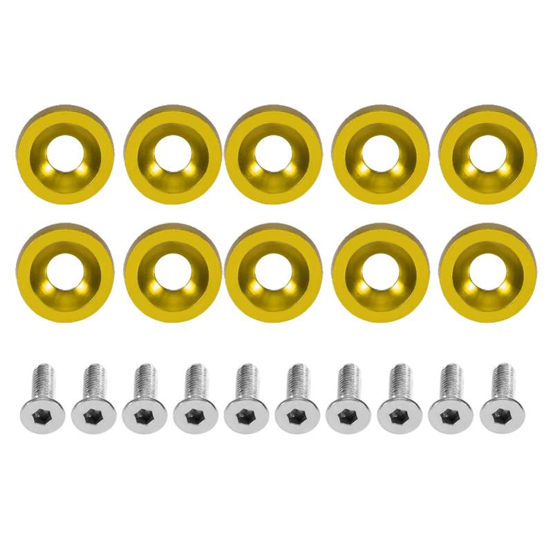 Stilvolle 6 -mm -Dichtungsschrauben -Dekorationschrauben,Brandneu, aus Edelstahl- und Aluminiummaterial, für Nummernschild, 8 Farben Optional (Gold) von Sunydog