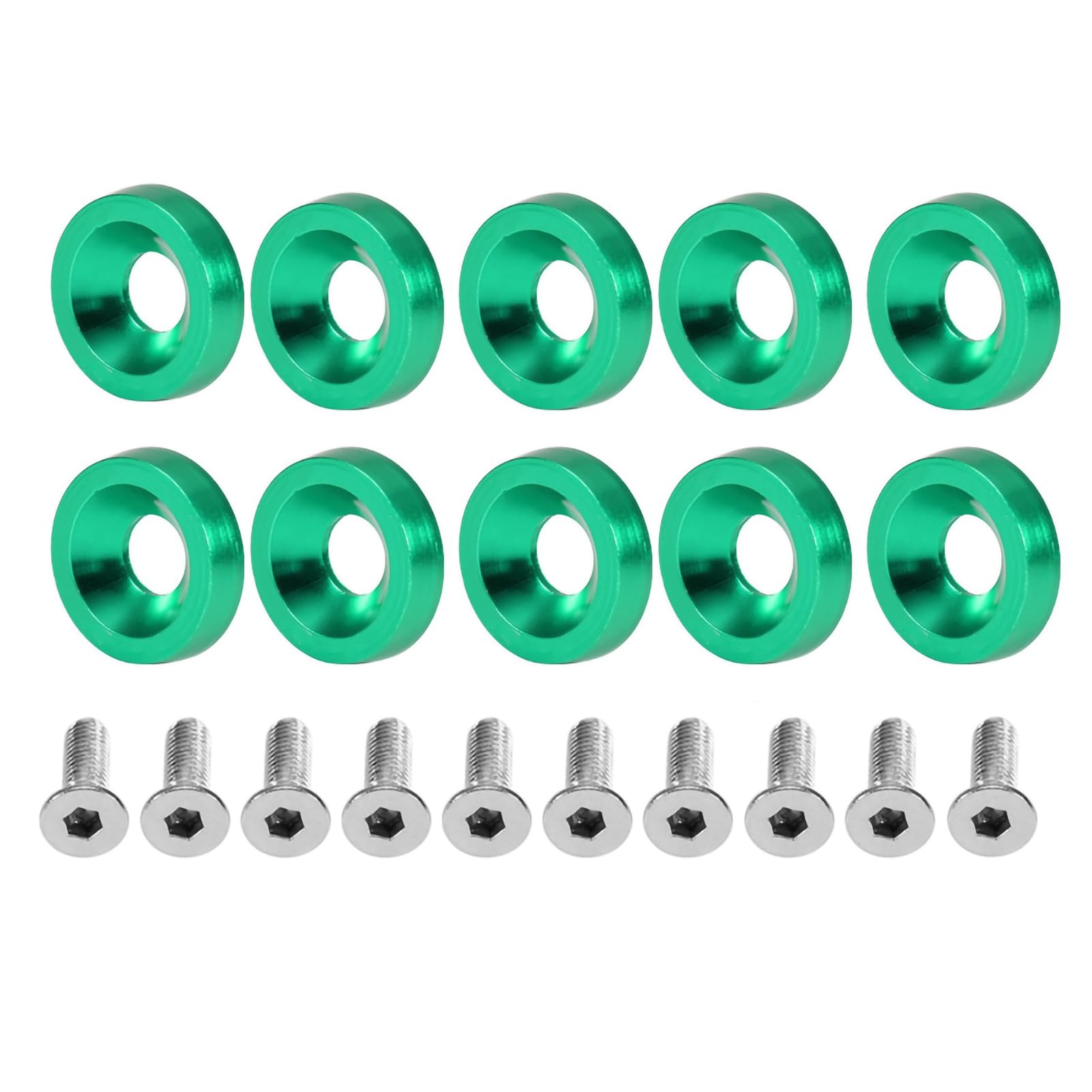 Stilvolle 6 -mm -Dichtungsschrauben -Dekorationschrauben,Brandneu, aus Edelstahl- und Aluminiummaterial, für Nummernschild, 8 Farben Optional (Grün) von Sunydog