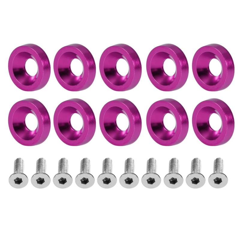 Stilvolle 6 -mm -Dichtungsschrauben -Dekorationschrauben,Brandneu, aus Edelstahl- und Aluminiummaterial, für Nummernschild, 8 Farben Optional (Lila) von Sunydog
