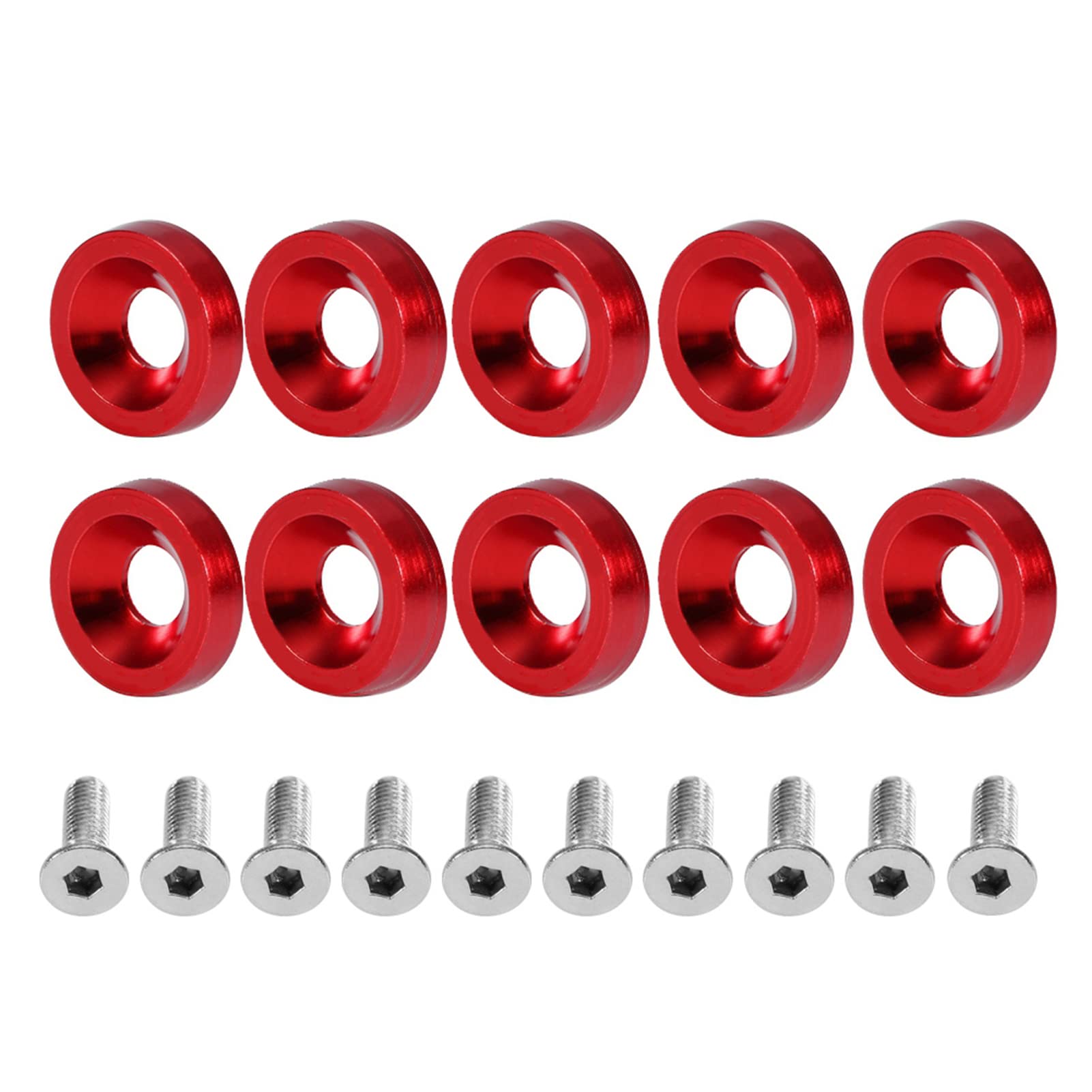 Stilvolle 6 -mm -Dichtungsschrauben -Dekorationschrauben,Brandneu, aus Edelstahl- und Aluminiummaterial, für Nummernschild, 8 Farben Optional (Rot) von Sunydog