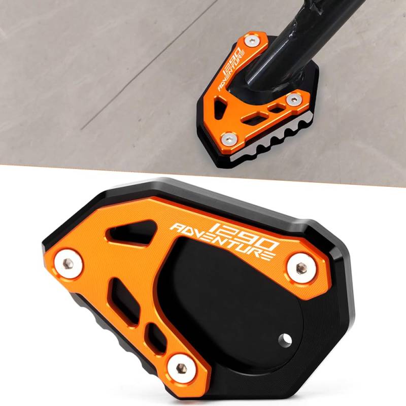 Motorrad Seitenständer Fit For 1290 Adventure 2014 2015 2016 | 1290 Adventure R | S | T 2016-2020 2021 2022 2023 Ständer Platte Passt Kickstand Side Stand 1290 Accessories Orange - Black von Super Vici