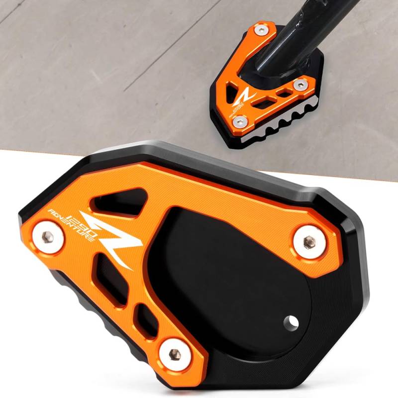 Motorrad Seitenständer Fit For 1290 Adventure R | S | T 2016-2020 2021 2022 2023 | 1290 Adventure 2014 2015 2016 Ständer Platte Passt Kickstand Side Stand 1290 Accessories Orange - Black von Super Vici