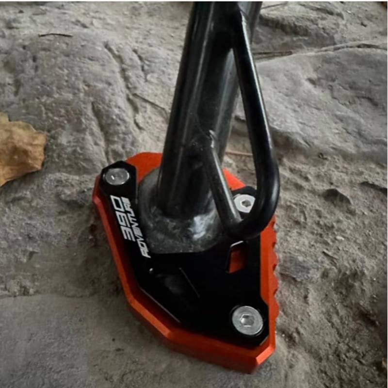 Motorrad Seitenständer Fit For 390 Adventure 2020 2021 2022 2023 390 ADV Ständer Platte Passt Kickstand Side Stand 390adv Accessories Black - Orange von Super Vici