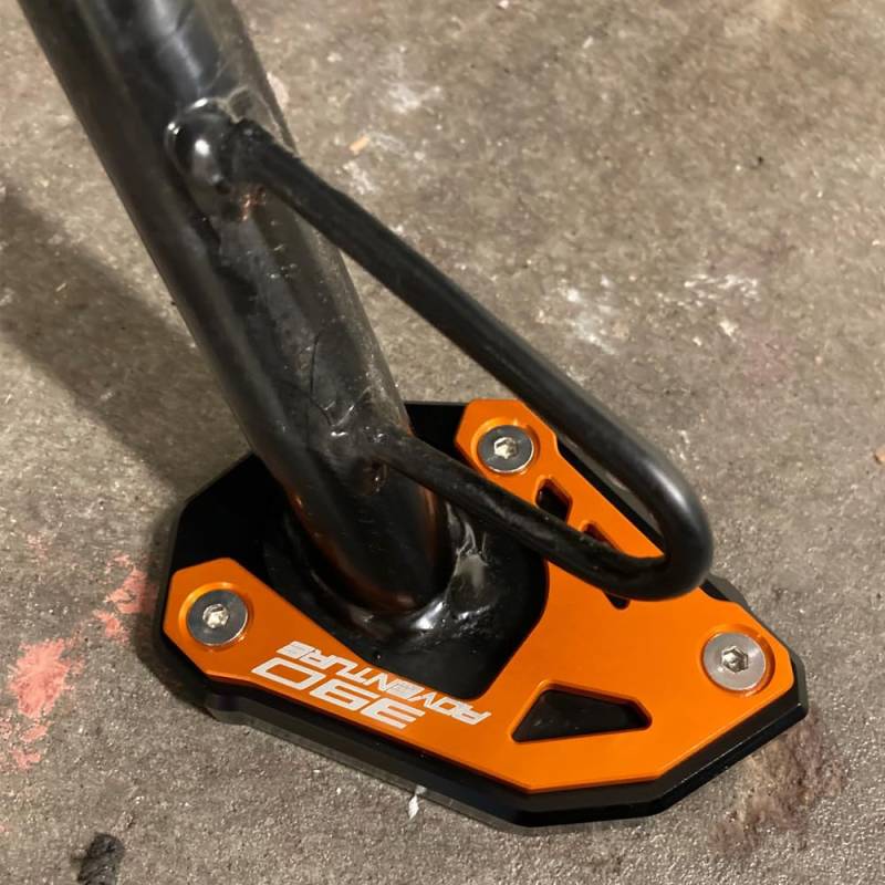 Motorrad Seitenständer Fit For 390 Adventure 2020 2021 2022 2023 390 ADV Ständer Platte Passt Kickstand Side Stand 390adv Accessories Orange - Black von Super Vici