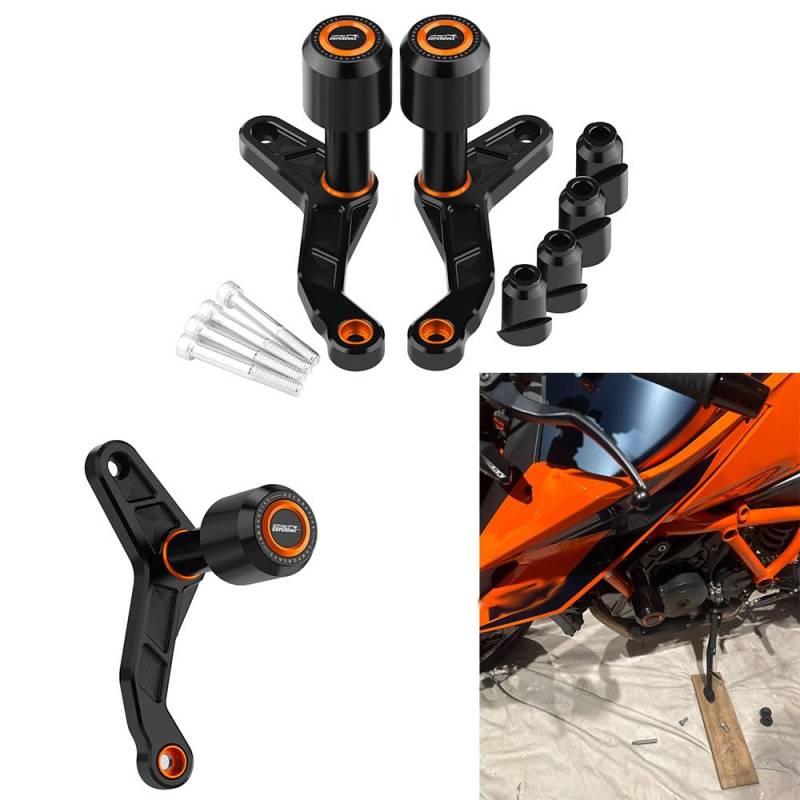 Motorrad Sturzschutz Kompatibel mit 1290 Super Duke R RR 2020 2021 2022 2023 Frame Sliders 1290 superduke R RR Sturzpads Motorradrahmen Absturzsicherung Fallschutz Zubehör Gold-1 von Super Vici