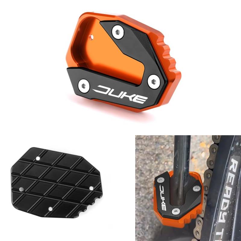 Vici Motorrad Black & Orange Seitenständer Fit For 790 DUKE 2018-2024 | 890DUKE 2020-2024 990DUKE 2023 2024 | DUKE 790 890 990 Ständer Platte Passt Kickstand Pedale DUKE Accessories von Super Vici