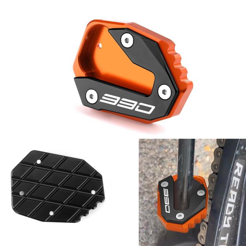 Vici Motorrad Black & Orange Seitenständer Fit For 790DUKE 2018-2024 | 890DUKE 2020-2024 | 990 DUKE 2023 2024 | DUKE 790 890 990 Ständer Platte Passt Kickstand Pedale DUKE Accessories von Super Vici