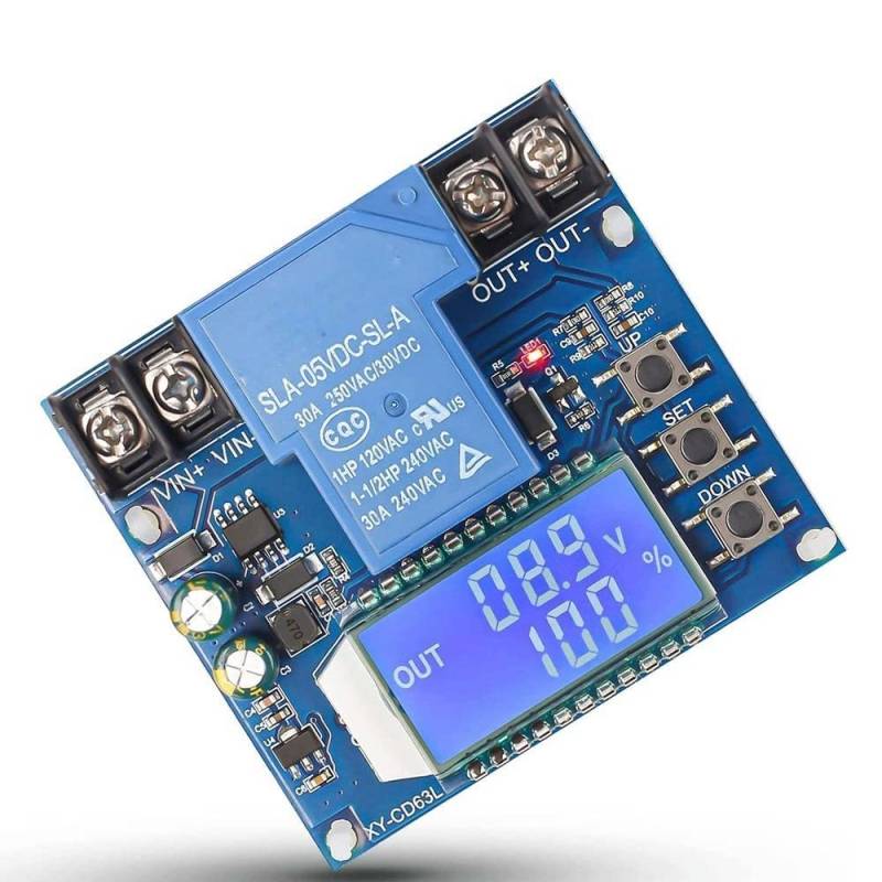 Niederspannungs-Trennschalter DC 6-60 V Batterieschutz Überentladung Unterspannungsregler LCD-Anzeige 0-999 s Verzögerungsschalter von Supkancl