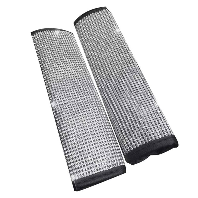 Bling Kristall Auto Gurtpolster Abdeckung,Bling Bling Autozubehör Innenraum Frauen,Luxuriös Glitzer Diamant Universal Auto Sicherheitsgurt Schulterpolster Auto Dekoration, Silber von Surakey
