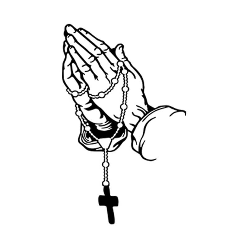 Surakey Auto Aufkleber, Lustiger Beten Kreuz Kirche Auto Fenster Körper Aufkleber Betende Hände Autoaufkleber Wandaufkleber Auto Dekoration Realistic Tattoo Aufkleber Auto Styling Aufkleber,30cmx20cm von Surakey