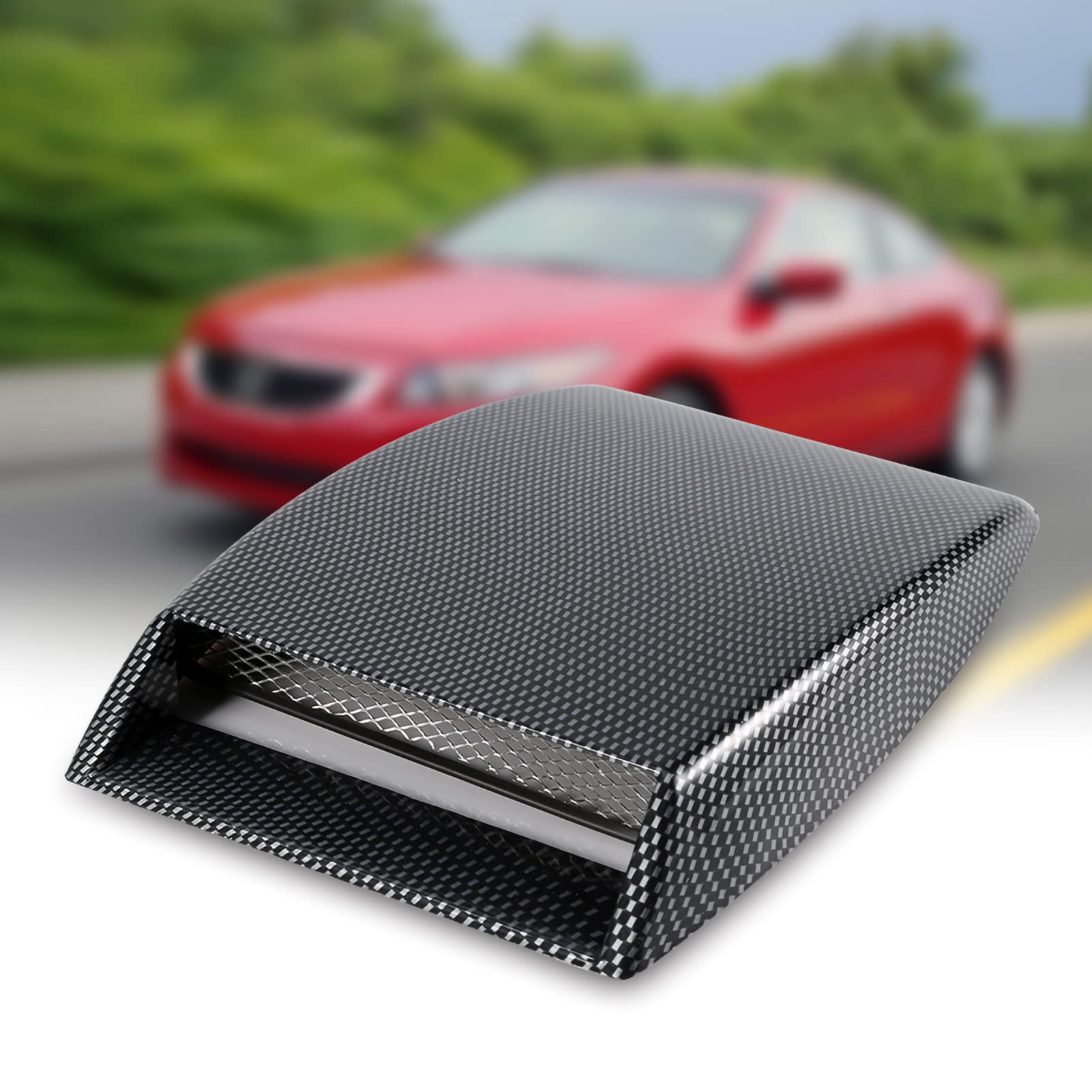 SustVita dekorative Haube Entlüftungsabdeckung Universal Car Air Einlass Scoop Turbo Motorhaube Aufkleber (Kohlefaserfarbe) von SustVita