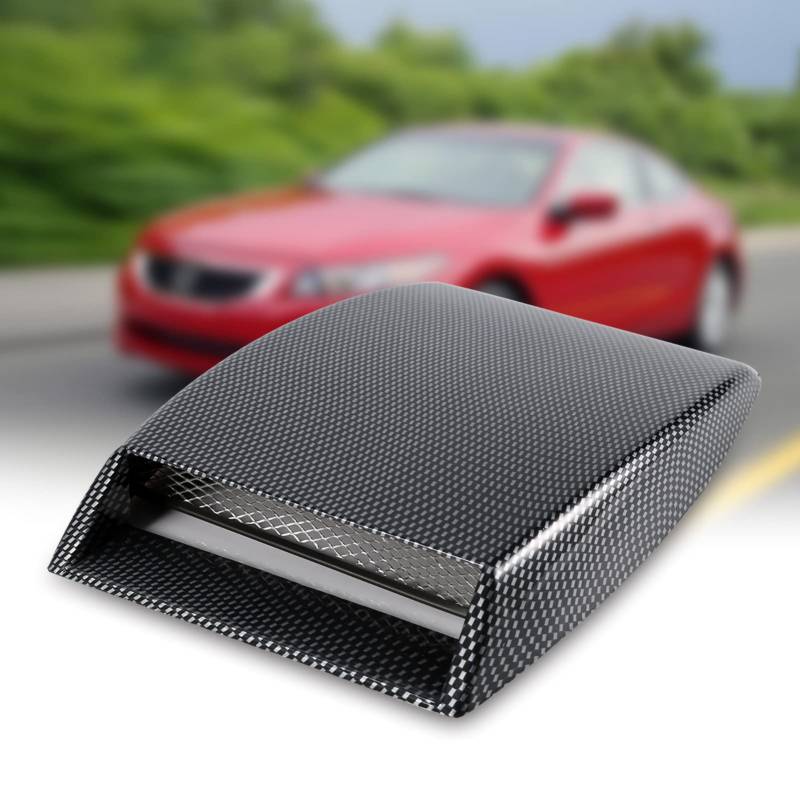 SustVita dekorative Haube Entlüftungsabdeckung Universal Car Air Einlass Scoop Turbo Motorhaube Aufkleber (Kohlefaserfarbe) von SustVita