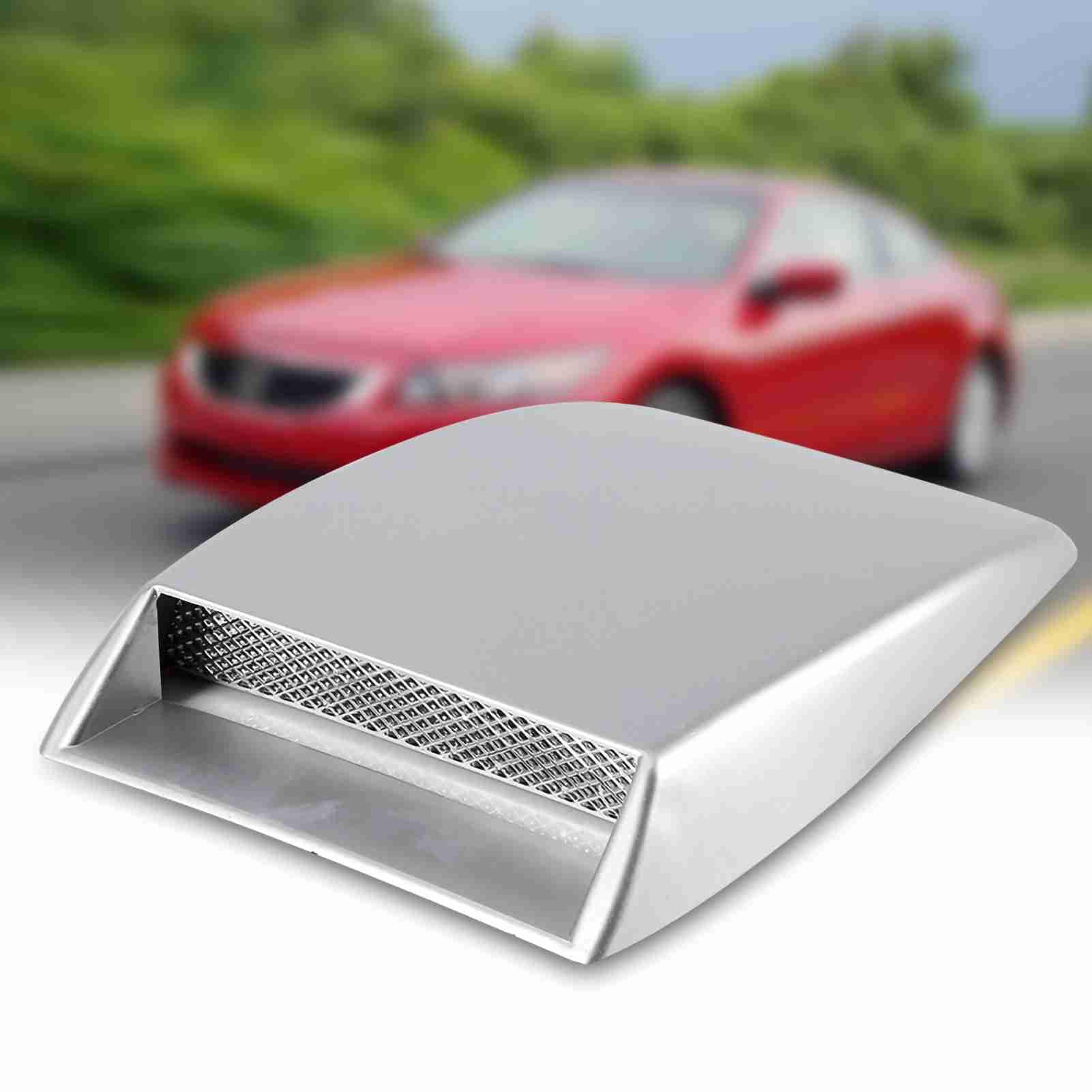 SustVita dekorative Haube Entlüftungsabdeckung Universal Car Air Einlass Scoop Turbo Motorhaube Aufkleber (Silber) von SustVita