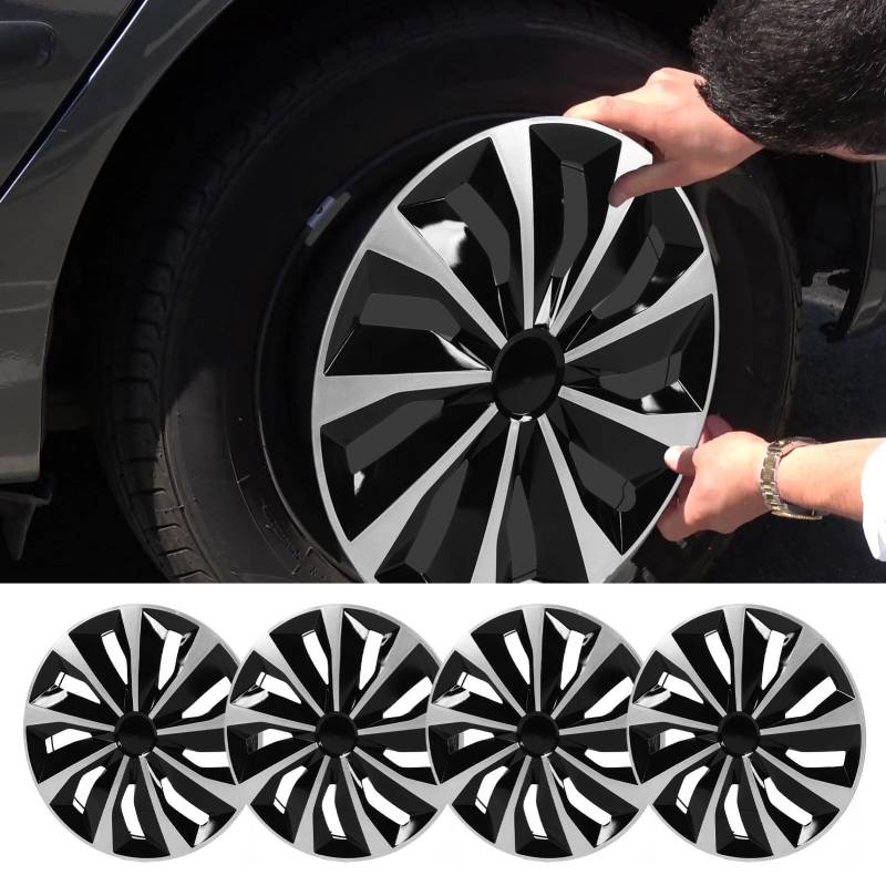 Sustvita Snap on Hubcap Set für, 4 PCs 17 Zoll Universal Hubcap -Radabdeckungen, Outlast Rim Deckel Trim Protector Ersatz -Hub Caps Kit Kit von SustVita