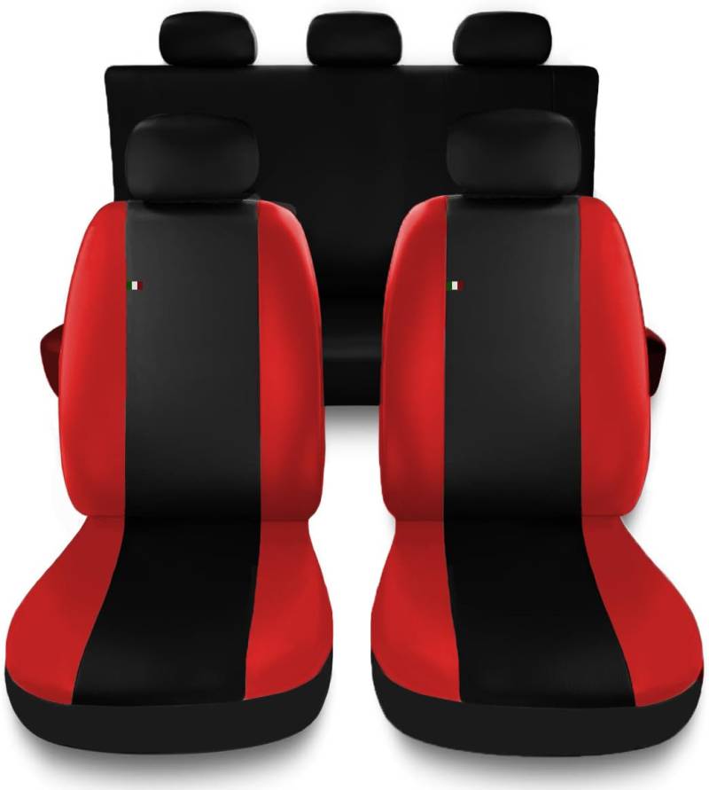 Susy Shop Autositzbezüge kompatibel für Panda 2 und 3 Serie, Set Bezüge vorne hinten, Rückenlehne hinten geteilt 1/3, Verarbeitung Made in Italy (Schwarz/Rot) von Susy Shop