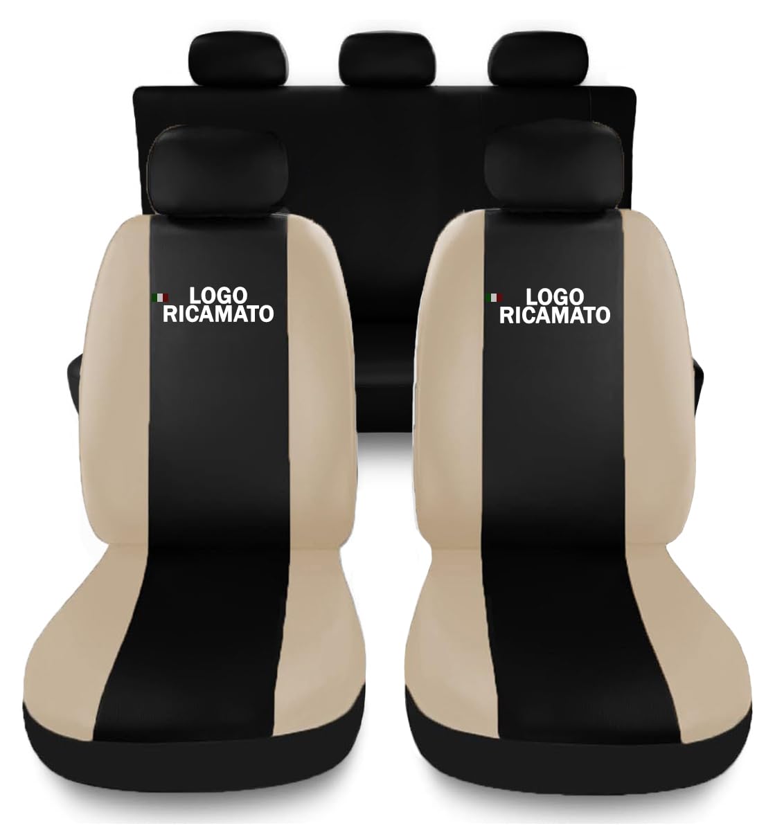 Susy Shop Sitzbezüge kompatibel für 308 mit geteilter Rücksitzlehne 1/3, Sitzbezüge für Autositze, Made in Italy. (Schwarz - Beige) von Susy Shop
