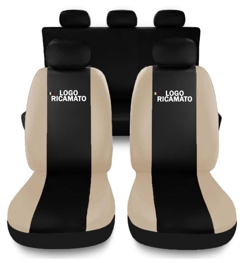 Susy Shop Sitzbezüge kompatibel für 308 mit geteilter Rücksitzlehne 1/3, Sitzbezüge für Autositze, Made in Italy. (Schwarz - Beige) von Susy Shop