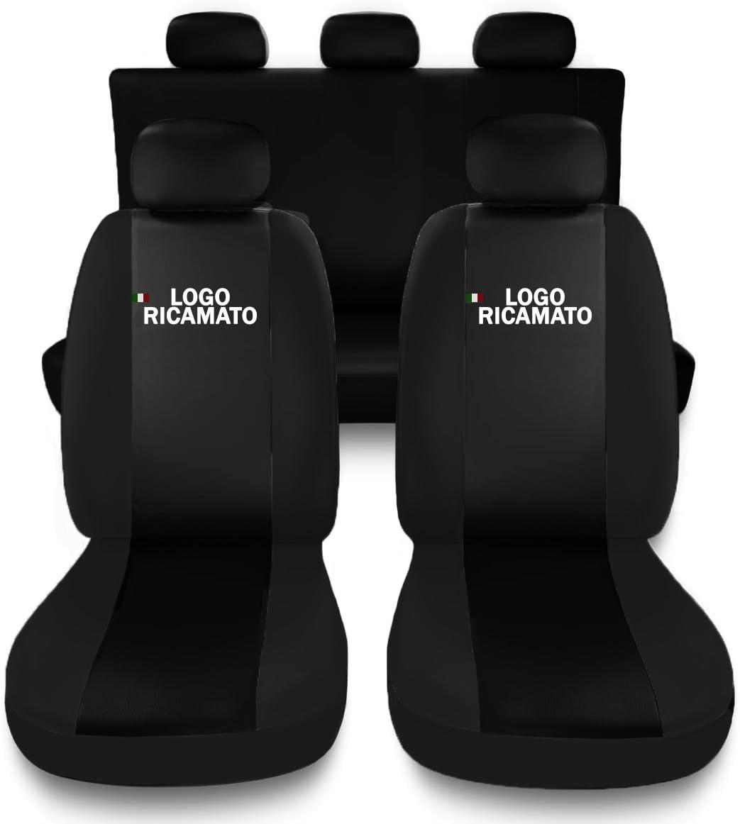 Susy Shop Sitzbezüge kompatibel für Arona mit gesticktem Logo, komplettes Set Sitzbezüge für Autositze, Made in Italy (Schwarz - Schwarz) von Susy Shop