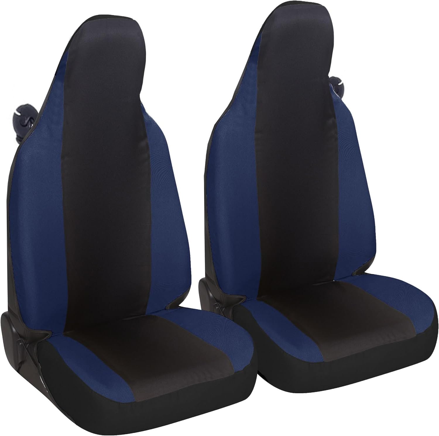 Susy Shop Sitzbezüge kompatibel für Smart fortwo, W450 W451 und W453, Set mit 2 Vordersitzbezügen aus Polycotton (Schwarz/Dunkelblau) von Susy Shop