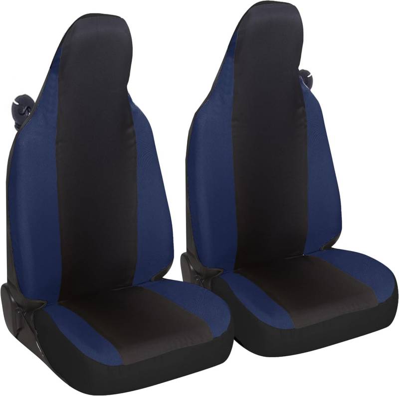 Susy Shop Sitzbezüge kompatibel für Smart fortwo, W450 W451 und W453, Set mit 2 Vordersitzbezügen aus Polycotton (Schwarz/Dunkelblau) von Susy Shop