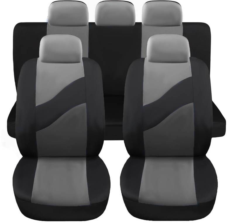 Susy Shop Universal-Autositzbezüge LS08, Auto Zubehör | Komfortables Vorder- und Rücken-Set | Schutz für kleine mittelgroße Sitze | kein Suv (Grau) von Susy Shop