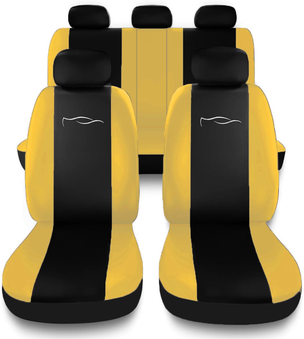 Susy Shop Universal Autositzbezüge Made in Italy - Racing - Rückenlehne mit 2 Reißverschlüssen - kompatible Airbags (schwarz/gelb) von Susy Shop