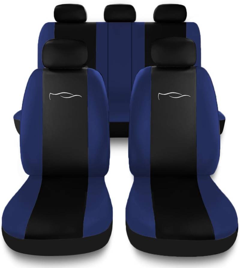 Susy Shop Universal Autositzbezüge-Set mit Rücksitzlehne mit 2 Reißverschluss, kompatible Auto-Sitzbezüge Airbag (Schwarz/Dunkelblau) von Susy Shop