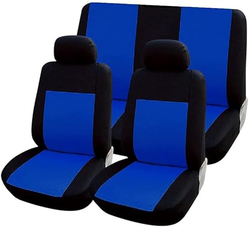 Susy Shop Universelle Autositzbezüge für vorne und hinten, verschiedene Farben, weich, bequem, atmungsaktiv, Schutz für Autositze (Schwarz/Royal) von Susy Shop