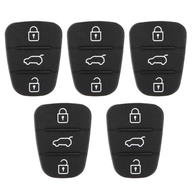 Suuonee Autoschlüssel Shell Button Cover, 5pcs Gummi Ersatz Remote Autoschlüssel Shell Rubber 3-Button Pad[Without Letter] von Suuonee