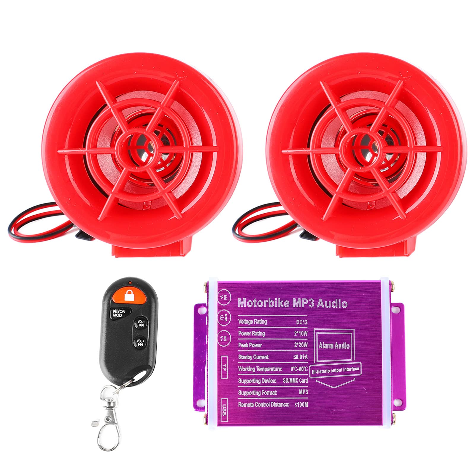 Motorrad-Alarmton, Radio, MP3-Player, Wasserdichtes FM-Radio, USB-Lautsprechersystem für Motorrad-Diebstahlschutz, mit Fernbedienung und Komplettem Zubehör Motorrad-Alarmton, Radio, MP3-Player, Wasserdichtes FM-Radio, USB-Lautsprechersystem für Motorrad-Diebstahlschutz, mit Fernbedienung und Komplettem Zubehör von Suuonee