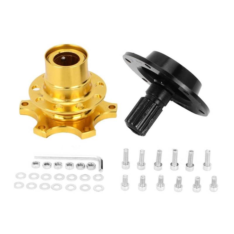 Suuonee Lenkradnabenadapter, Universal 6-Loch-Lenkrad Schnellverschluss Trennnabenadapter-Kit Autoreparaturwerkzeug(Gold) von Suuonee