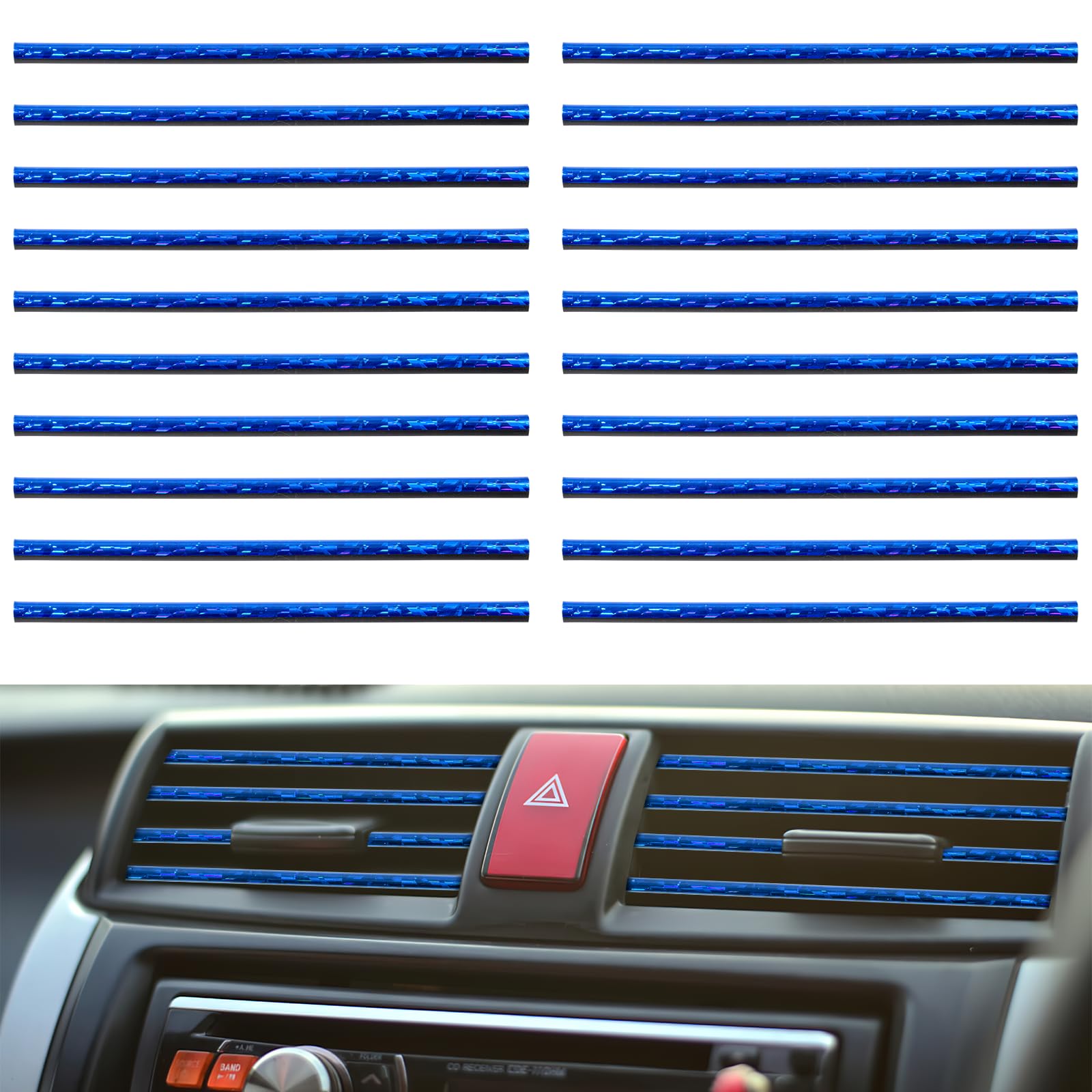 20 Stück Auto Lüftungsschlitz Dekoration, 20cm DIY Lüftungsgitter Zierleiste, Mehrfarbig Zierstreifen Auto Zubehör Innenraum für alle Geraden Lüftungsöffnungen von Autoinnenraum (Blau) von Svalor