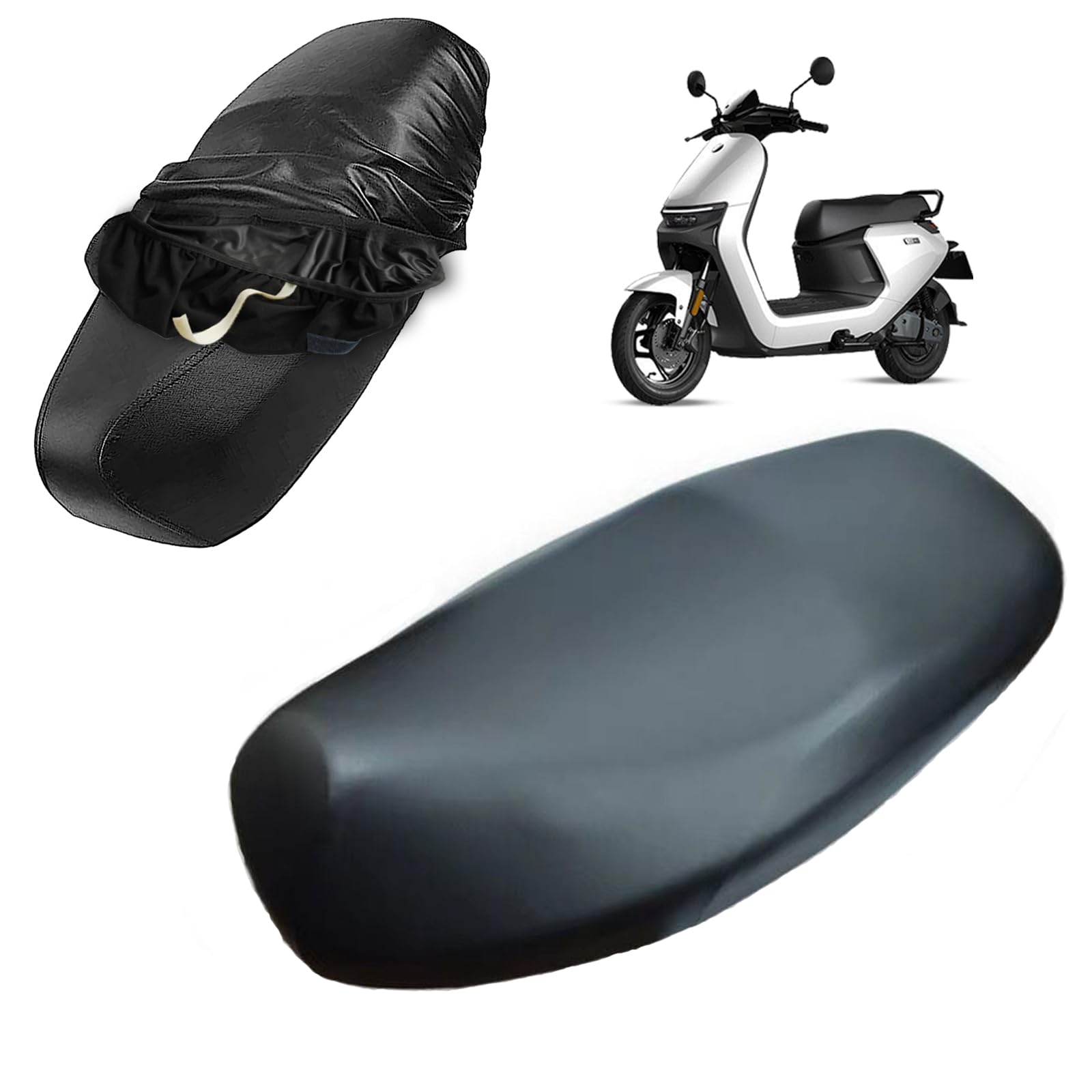 Sweetone Motorrad Sitzbankbezug, Wasserdichter Sitzbezüge,Regen Staub Sonnenschutz Motorrad Sitzabdeckung,Motorrad Roller Moped Sitzbezug,Elastische Sitzschutz Schwarz (Universal) von Sweetone